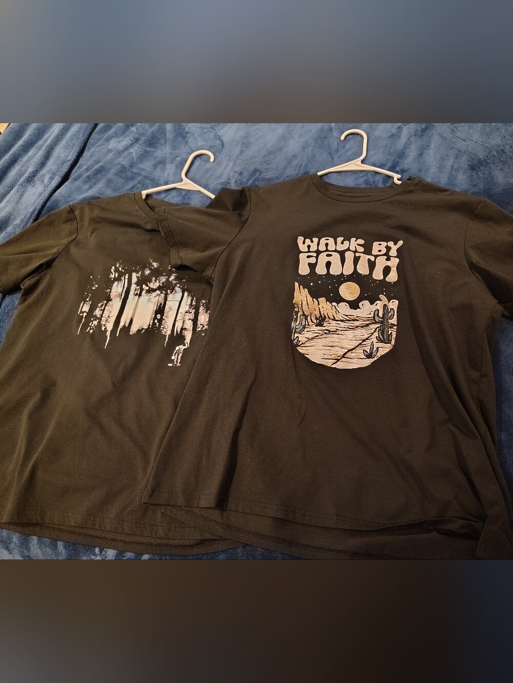 2 Pack Women's Black 'Walk By Faith' & 'landscape' Graphic Tee